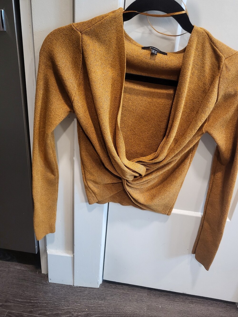 Women’s Twist-Front Mustard Sweater